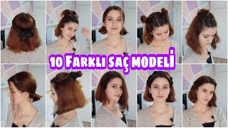 KISA SAÇLAR İÇİN SAÇ MODELLERİ  10 Farklı Saç Modeli [upl. by Ahsekyt]