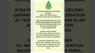 Kita dukung Seminar internasional di UIN walisongo semarang tgl 10 September 2024moga sukses [upl. by Donal823]