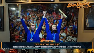 Play Of The Day Torri Husky Barely Beats Out Gretchen Walsh To Win The 100M Butterfly  72924 [upl. by Aneek]