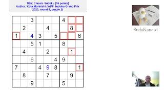 Sudoku classique par Kota Morinishi WPF Sudoku Grand Prix 2023 round 5 puzzle 2 [upl. by Leann971]