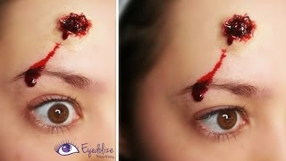 Bullet Hole Wound Halloween Makeup Tutorial by EyedolizeMakeup [upl. by Elocen]