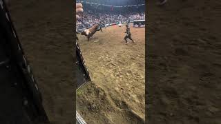 Mr 90Pointer delivers 🤠 pbr cowboys bullriding rodeo [upl. by Leunamme]