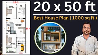 20 x 50 House Plan  1000 sq ft House  20x50 House Design  20x50 Ghar ka Naksha [upl. by Idolla]