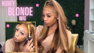 Half Up Half Down Install w A Honey Blonde Wig 🌸🔥🔥🔥  UNICE HAIR COMPANY [upl. by Llewon]