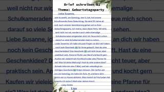 German Brief schreiben B1 Thema Geburtstagsparty deutsch lerndeutsch lernen [upl. by Aileno]