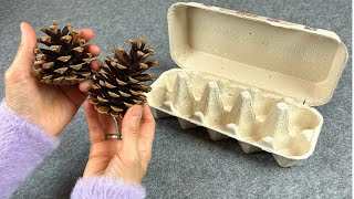 Look What I Made With Pine Cone And Egg Carton Recycle [upl. by Enilraep]