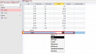 MS access tutorial How to Display column totals in a datasheet using a Totals row [upl. by Dottie592]