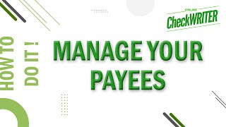 How to Manage Your Payees in OnlineCheckWriter  Create Delete and Update Payee Details [upl. by Amor]