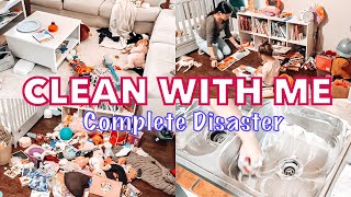 Complete disaster clean with me  extreme cleaning motivation  Mom life clean with me 2022 [upl. by Noneek797]