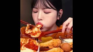 Soft cheese tteokbokki chicken cheese balls ♥️ mukbang [upl. by Ydarg]