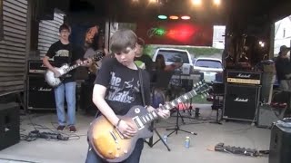 Insane 12 Year Old Garage Band Covers Guns N’ Roses Sweet Child O Mine for huge crowd [upl. by Jamnis171]