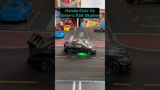 Fast and Furious hijacking Honda Civic Vs Brians R34 Skyline 🚙💨 hotwheels fastandfurious [upl. by Thatch255]