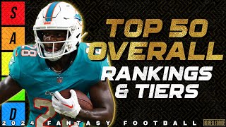 Top 50 Overall Rankings  2024 Fantasy Football [upl. by Enneyehs]