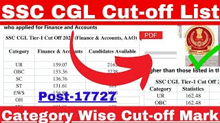 SSC CGL Tier1 Cutoff MarksCategory Wise Cutoff ListNormalisation Marks 2024 [upl. by Parks888]