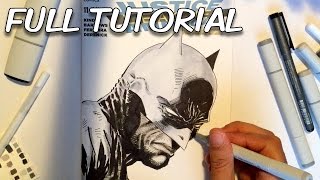 How to draw BATMAN with COPIC MARKERS Full Tutorial [upl. by Svoboda]