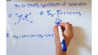 How to identify hybridization of carbon atom sp  sp2 sp3 [upl. by Attaymik33]