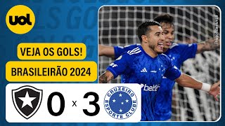 BOTAFOGO 0 X 3 CRUZEIRO  CAMPEONATO BRASILEIRO 2024 VEJA OS GOLS [upl. by Karlotta70]