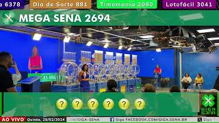 Resultado da Mega Sena 2694  29022024 Quintafeira  GIGASENA [upl. by Asante805]