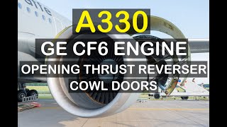 AIRCRAFT  A330 GE CF6  Opening of the Thrust Reverser Cowl Doors [upl. by Sacksen]