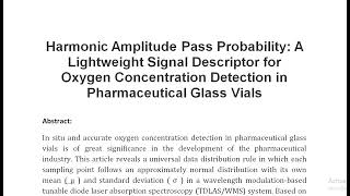 Harmonic Amplitude Pass Probability A Lightweight Signal Descriptor for Oxygen Concentration Detecti [upl. by Kauffmann]