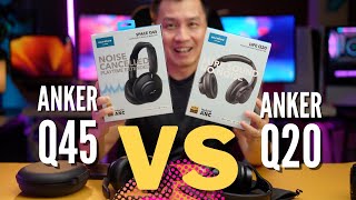 COMPARING Soundcore by Anker Q20 VS Q45 ANC Headphones [upl. by Slade893]