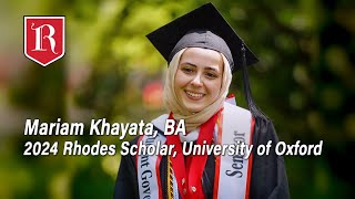 Mariam Khayata  Rhodes Scholar  Memphis TN [upl. by Nahamas951]