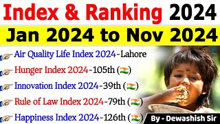 INDEX 2024 Current Affairs  Important INDEX 2024  Indexes amp Rankings 2024  Current Affairs 2024 [upl. by Oza]