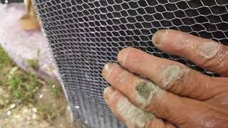 How to install mortar parge veneer over wire mesh on exterior block foundation finishing [upl. by Nail]