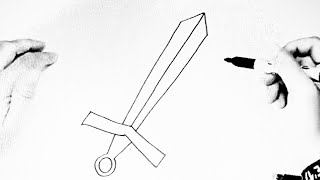 How To Draw A Sword  Simple And Easy Sword Drawing [upl. by Tandie945]