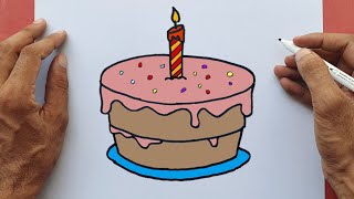 How to Draw a Birthday Cake Easy step by step Drawing Tutorial [upl. by Weissman323]