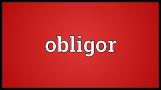 Obligor Meaning [upl. by Arrac]