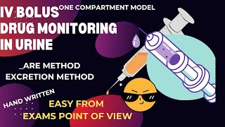 Monitoring drug in urine ARE method and rate of excretion method IV bolus one compartment model [upl. by Wilfrid]