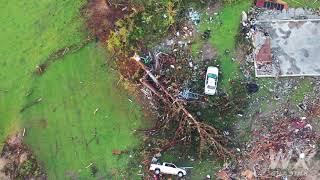 Bassfield Ms Tornado damage aerail drone Violent damage 4122020 [upl. by Aineles]