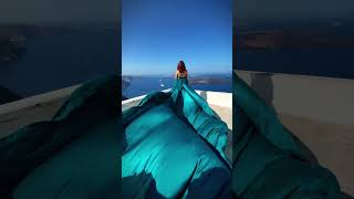 Santorini Flying Dress Photo Shoot  ElitesMinati Photographer shorts [upl. by Eolcin]