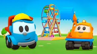 Leo the truck amp a crane rate for kids build cubes tower  cartoon for kids amp full episode for kids [upl. by Auhso]