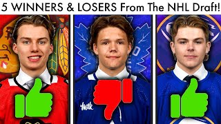 5 WINNERS amp LOSERS From The 2023 NHL Draft Top NHL ProspectsConnor Bedard Blackhawks Rankings [upl. by Suzzy]