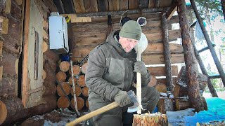 A snowstorm Life off grid in a log cabin [upl. by Nesnaj]