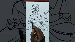 Saraswati Mata Drawing  saraswatipuja2024 3ddrawingtutorials [upl. by Bernarr]