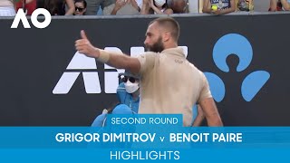 Grigor Dimitrov v Benoit Paire Highlights 2R  Australian Open 2022 [upl. by Orland]