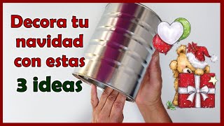 DECORA TU NAVIDAD CON ESTAS 3 LINDAS IDEAS  Manualidades navideñas con reciclaje  Navidad 2022 [upl. by Aidnyc]