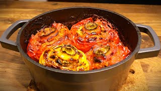 Delicious Stuffed Peppers Easy Recipe Vegan  Vegetarian [upl. by Heddi]