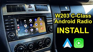 Installing an Android Head Unit in a Mercedes CClass W203 Xtrons Radio [upl. by Ellessig785]