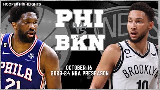 Philadelphia 76ers vs Brooklyn Nets Full Game Highlights  Oct 16  202324 NBA Preseason [upl. by Woodring]