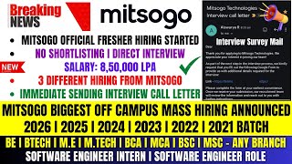 Finally Mitsogo Biggest Hiring Announcement  OFF campus Drive 2026  2025  2024  2023 2022 Batch [upl. by Joed]