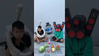 Water bottle toss game win get fruit skibiditoilet funny shortyoutube cameraman speakerman [upl. by Adnauqahs]