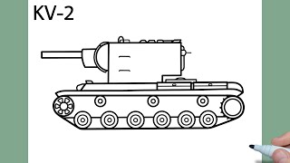 How to draw a KV2 TANK easy  drawing kv 2 heavy tank from wot  drawing kv2 world of tanks [upl. by Cohin]