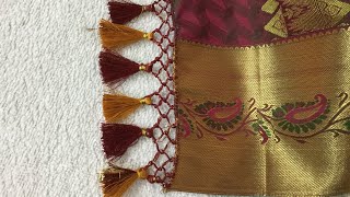 SAREE KUCHU DESIGN TASSELS MAKING EASY METHOD STEPS BY STEP AT HOME 🏠 [upl. by Ilarrold202]