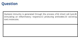 Humoral immunity is generated through the process of [upl. by Marjy]