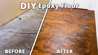 DIY Epoxy Flooring Over Cracked Concrete Start to Finish  Stone Coat Epoxy [upl. by Riesman153]