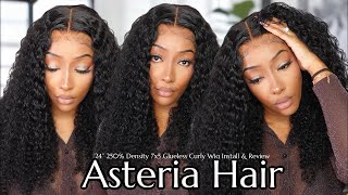 🤫 How I Get Natural Full Baby Hairs On A Middle Part Curly Wig  Ft Asteria Hair [upl. by Phyllys514]